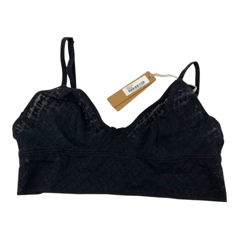 SKIMS Mesh Logo Bralette Onyx Black Size XXS NWT $38 MSRP - Picture 2 of 6